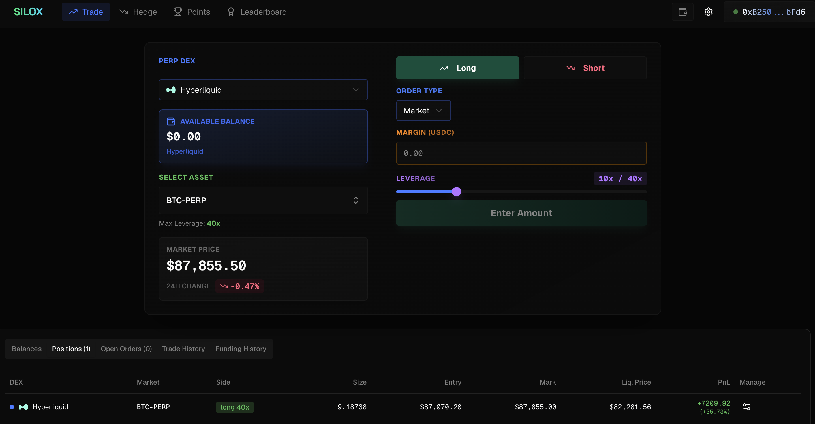 Silox Trading Interface